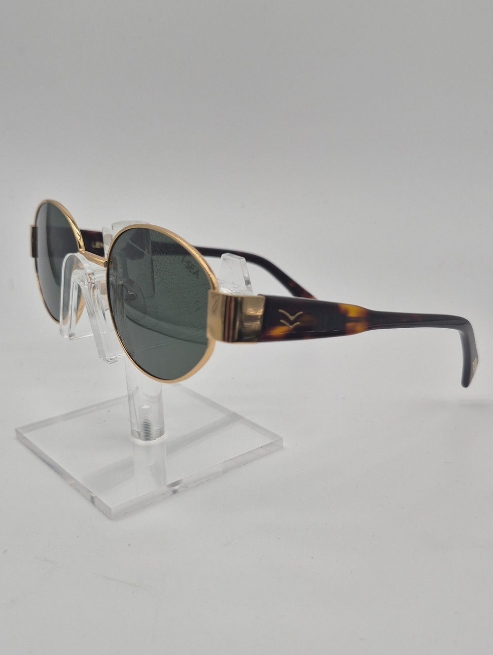 Lennox "I SEA" Gold Metal Round Sunglasses with Tortoiseshell Temples